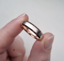 9ct Rose Gold & Palladium Hallmarked Brown & Newirth Band Ring 4g T 5mm