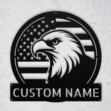 Personalized American Eagle Metal Sign Custom Wall Art Home Decor Gift Indoor