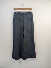 Oska Grey Wide Leg Baggy Cotton crinkle  trousers size 10 12 lagenlook art boho