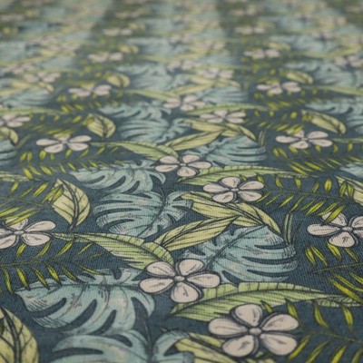 Tropical Leaf Polsterstoff Vorhänge Möbel Einrichtung Grün Blau Muster