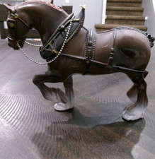 Vintage Budweiser Clydesdale Horse Figure, 1960's, Hollow Plastic, CHIP IN MANE
