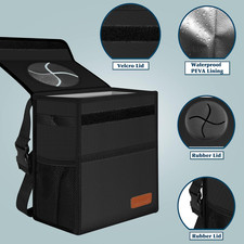 Car Trash Can with Lid Leak Proof Waterproof Garbage Bag Accessories for Suvs, C