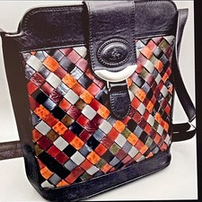 WOVEN Leather Handbag Handmade Purse ROME Vintage Italian