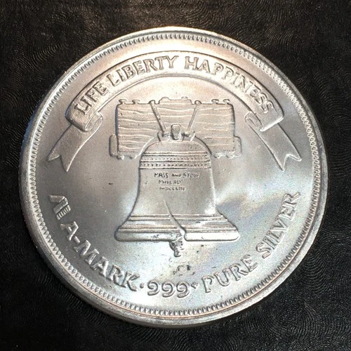 1oz Silver Bullion FROSTY A-MARK BELL & EAGLE style WE COMBINE SHIP #R842