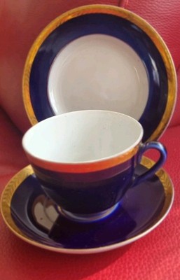 Vintage Lomonosov LFZ Kaffee Gedeck  KOBALTBLAU  ECHT GOLDVERZIERUND 70er