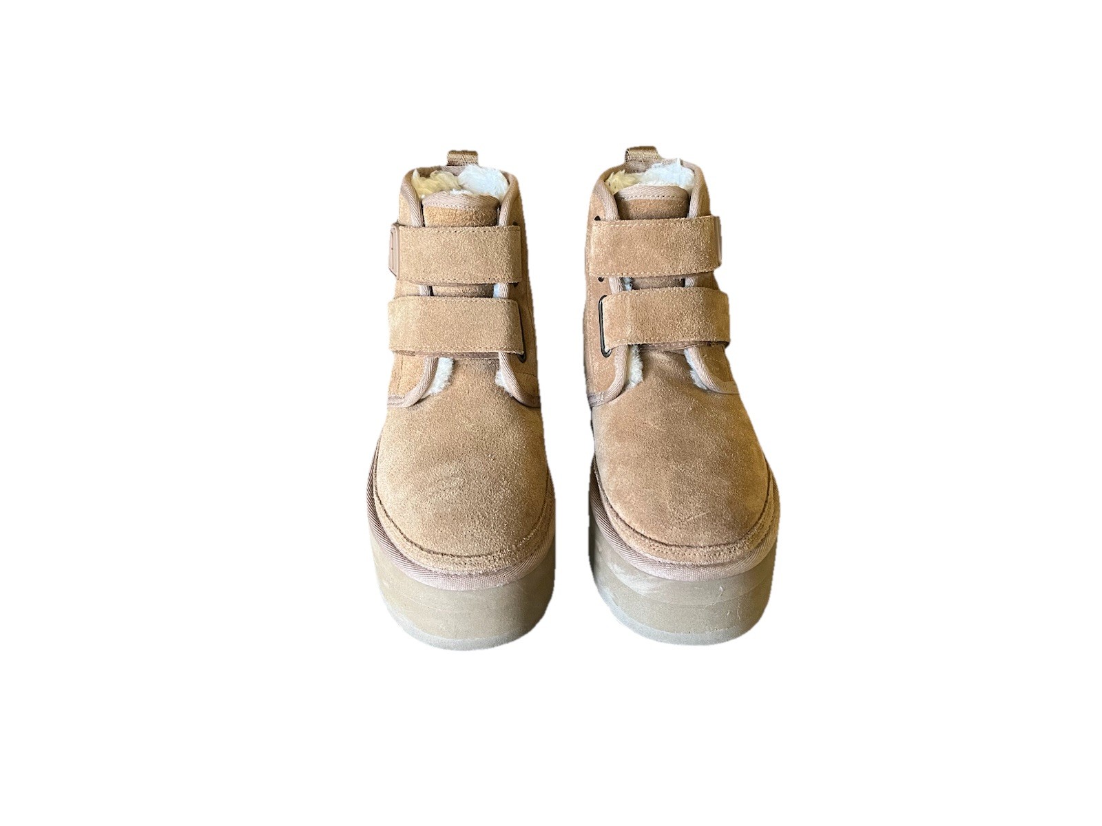 UGG Beige Suede Shearling Lined Platform Ankle Bo… - image 4