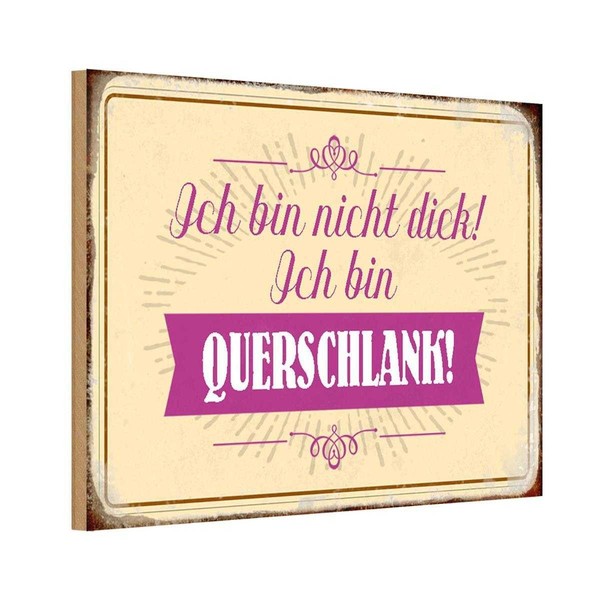Holzschild 12X18 Cm Bin Nicht Dick Ich Querschlank Deko Geschenk Holz Schild-image