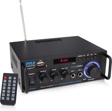 Pyle 200W Stereo Power Amplifier with Bluetooth - Dual Channel Audio Black