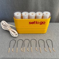 Vintage Clairol SET TO GO Hot Rollers w/6 Clips Travel Hair Curlers K5-S