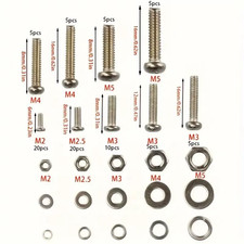 320tlg Edelstahl Schrauben Set M2-M5 Muttern Unterlegscheiben Sortiment Box