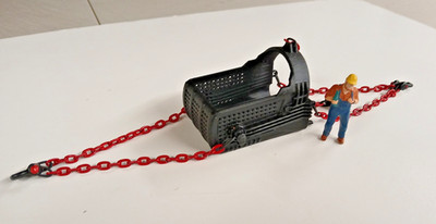 Crane Dragline Bucket In Matte Black w/Mammoet Red Chain. 3D Printed. 1/50th.