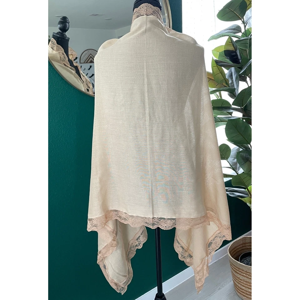 Mantón envolvente Ahuse con ribete de encaje para mujer OS rubor rosa romántico suave femenino coqueta Foto 4 de 4