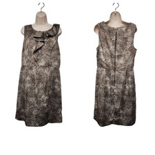 Ann Taylor LOFT   Knee-Length Sheath Dress Brown Ruffle Accent Sleeveless Sz 14