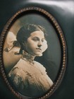 victorian inspired faux green gold  Leather Frame 7 1/4 x 10 3/4 oval 4.5 x 6.5 — photo 2
