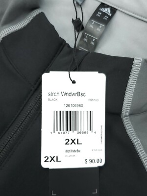 adidas Men's 2XL Stretch Windwear Basic Golf Jacket Black Gray