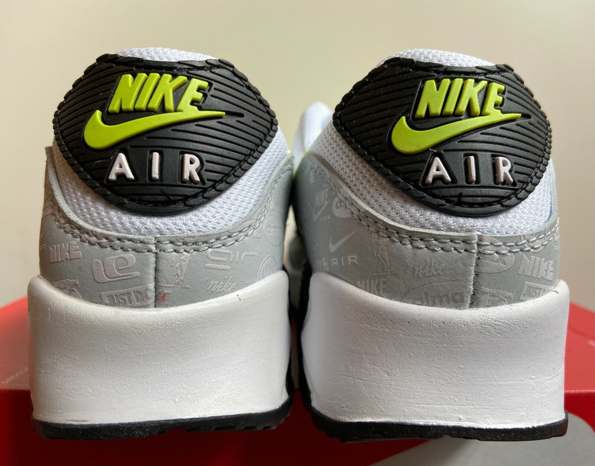 NIKE MENS SIZE 9.5 AIR MAX 90 REFLECTIVE MOSAIC OF LOGOS WHITE VOLT DB0625-100 Nike Air Max 90  main image 3