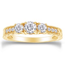 1.50 Ct Three Stone Wedding Ring Simulated Round Diamond Solid Sterling Silver