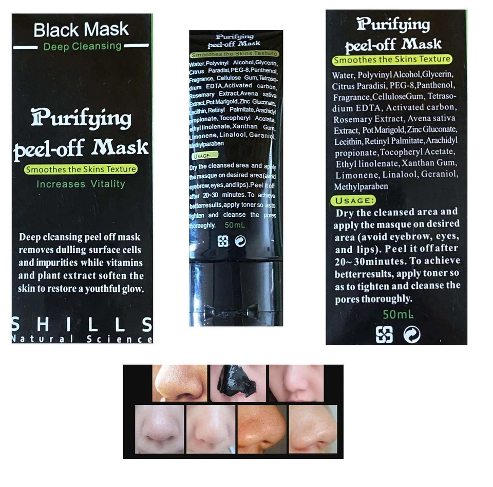 2 ST Schwarze Maske Aktivkohle Remover Deep Cleansing Gesichtspflege 50ml - Bild 2 von 4