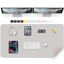Large Desk Pad 47.2" x 17" PU Leather Desk Mat for Desktop Non-Slip Office De...
