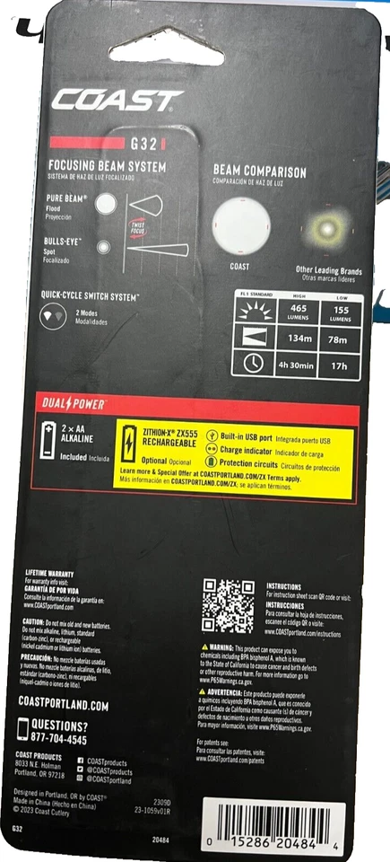 Juego de 2 Linternas LED Coast 20484 G32 Negras 465 Lúmenes Foto 4 de 4