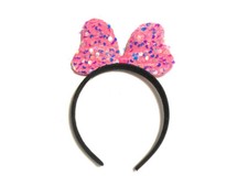 Girls Dark Pink Big Sequin Bow Knot Headband Party Hair Accessory