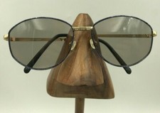 Vintage Terri Brogan 8893 45 Blue Marble Gold Metal Oval Sunglasses Frames Italy