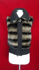 Escada Chinchilla Fur Brown Black Striped With Zipper New $3000 Vest Sz 6