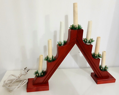 KonstSmide Wooden Bridge Red Christmas Candles Christmas Candles Vintage
