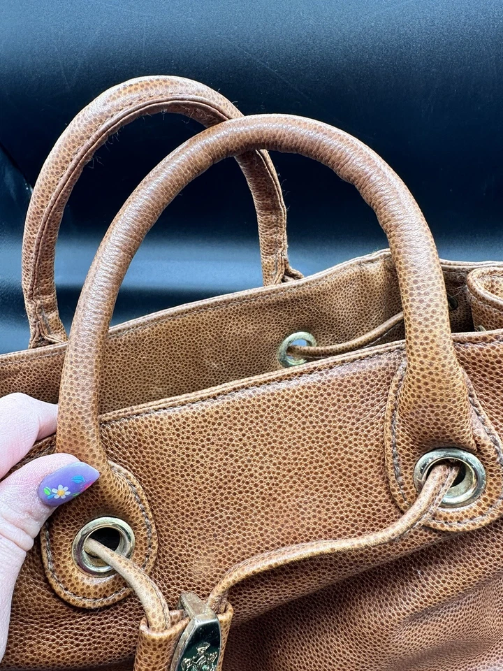 Vintage Giorgio Beverly Hills Brown Leather Satchel Handbag Purse Crossbody Bag - Image 3 of 4