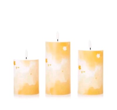 ELAMBIA 3 LED -  Kerzen Aquarell-Optik Flamme Luma, Timer Höhe 10, 12,5 & 15