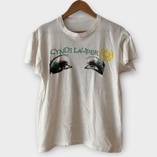 1986 Cyndi Lauper Vintage Tour Band Cotton White T Shirt For Men SG203