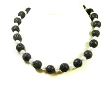 Glamorous Necklace IN Gemstone Lava And Freshwater Pearls IN Ball Shape