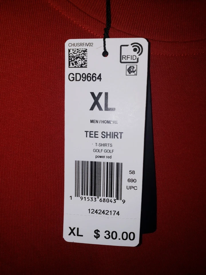 Camiseta para Hombres Adidas Golf Roja Manga Corta Climalite Nueva Con Etiquetas Talla XL Foto 3 de 4