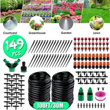 149PCS 100ft Drip Irrigation System Garden Plant Self Watering Micro Sprinkler
