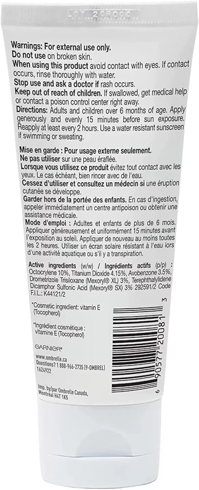 Garnier Ombrerelle Protector Solar Crema Facial Ultraligera con Antioxidante 75ml FPS 60 Foto 3 de 3