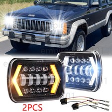 Pair For Jeep Cherokee 1984-2001 Xj For Wrangler 86 Led Headlights Hl 5x7 7x6