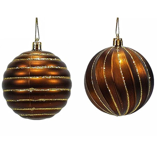 Palline per Albero di Natale in plastica Set 18 marrone oro decorazioni natalizi - Foto 3 di 4