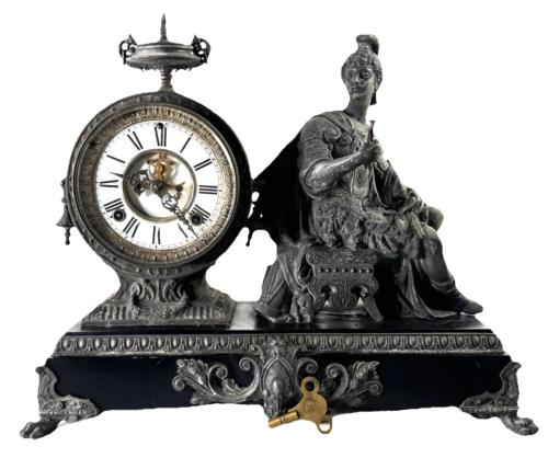 19th Antique VICTORIAN Era ANSONIA Figural Greek Mythology God Old Mantel Clock