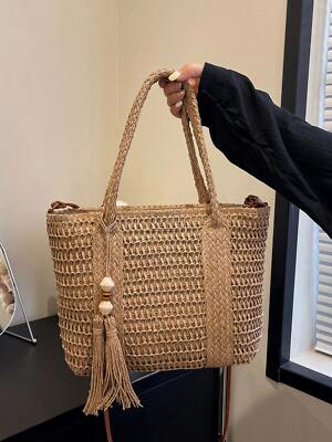 2025 Large Straw Tote Bag   Fashion Beach Shoulder Bag, Summer Holiday Handbag