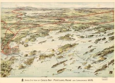 18 x 24 1906 Map Birds Eye View of Casco Bay, Portland, Maine and Surrounding