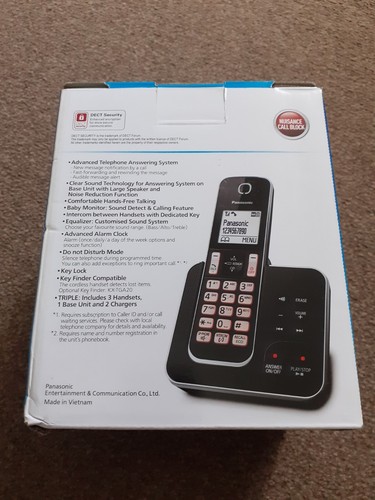 Panasonic KX-TGD323 digital cordless home phone 3 handset black answer phone - Zdjęcie 12 z 13