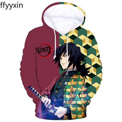 Slayer Hoodie Giyuu Sweatshirt Clothing Anime Hoodies Demon Slayer Tomioka Hoodie New Anime Demon Slayer  Tomioka Giyuu Pullover Hoodie Unisex Sweatshirt Coat Tops