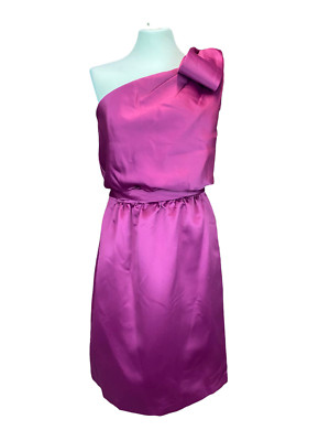 Cynthia Rowley Brautjungfer Merlot Satin eine Schulter Anlass Kleid Größe 12 neu mit Etikett