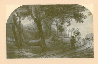 A man walking along the edge of a forest