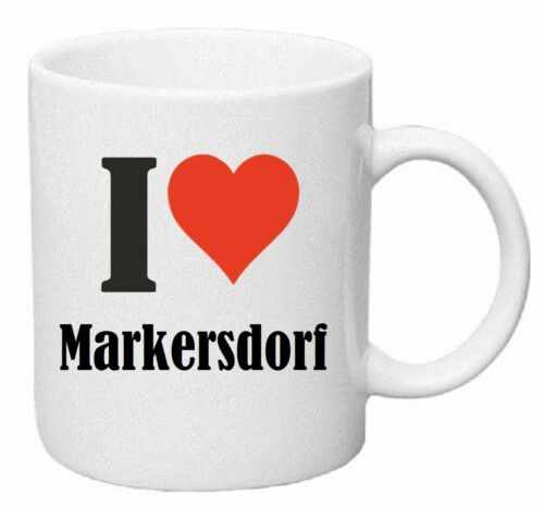 Kaffeetasse I Love Markersdorf Keramik Höhe 9,5cm in Weiß - Afbeelding 1 van 1