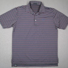 Turtleson Mens Performance Polo Shirt Large Striped Blue Purple Pink Golf S/S