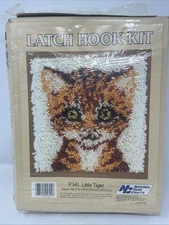 NATIONAL YARN CRAFTS Little Tiger LATCH HOOK KIT 12" x 12" Crochet Knitting Kit