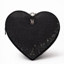 Victoria  s Secret Small Black Rhinestone Heart Shape Crossbody Bag New