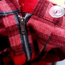 Vintage Pleated Skirt 23W Red  Black Plaid With Button Zip Closure 1950's Wool