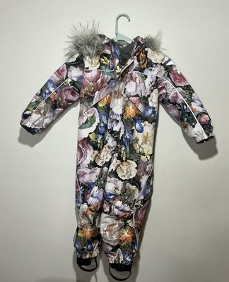 Molo Kids Floral Polaris Fur Snowsuit Sz 104/4y